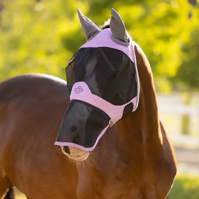 LeMieux Visor-Tek Full Fly Mask with Ears and Nose - Fondant-2