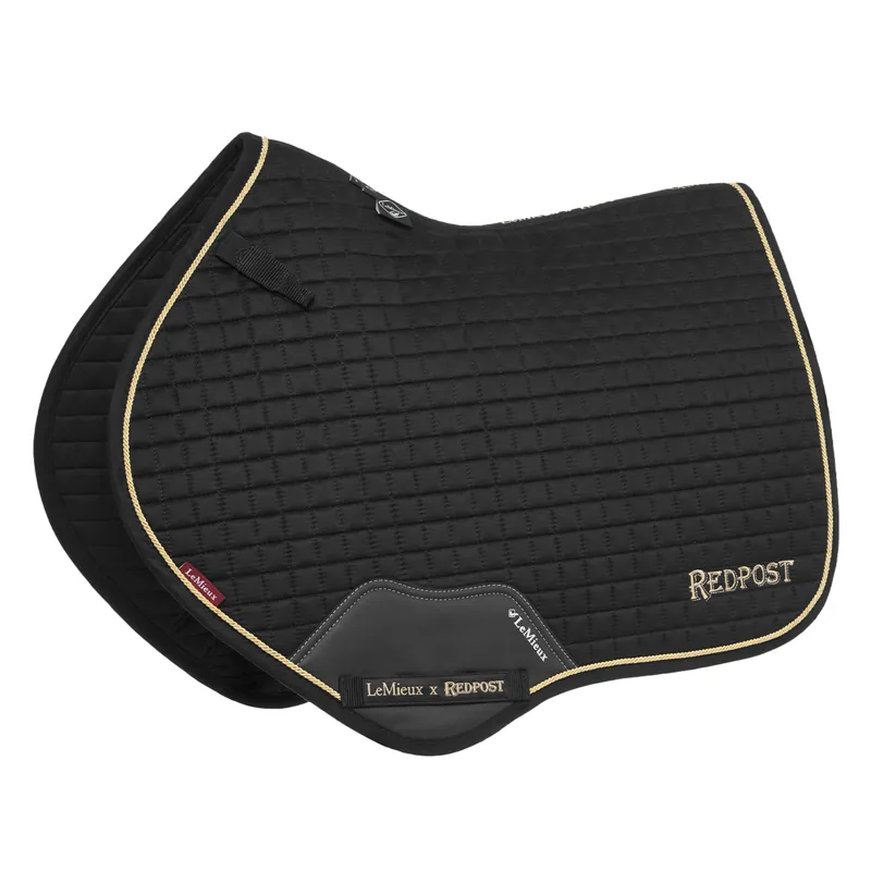 LeMieux x Redpost Suede Close Contact Saddlecloth - Black/Gold