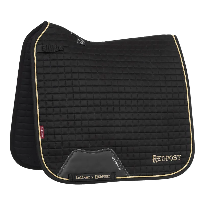 LeMieux x Redpost Suede Dressage Saddlecloth - Black/Gold