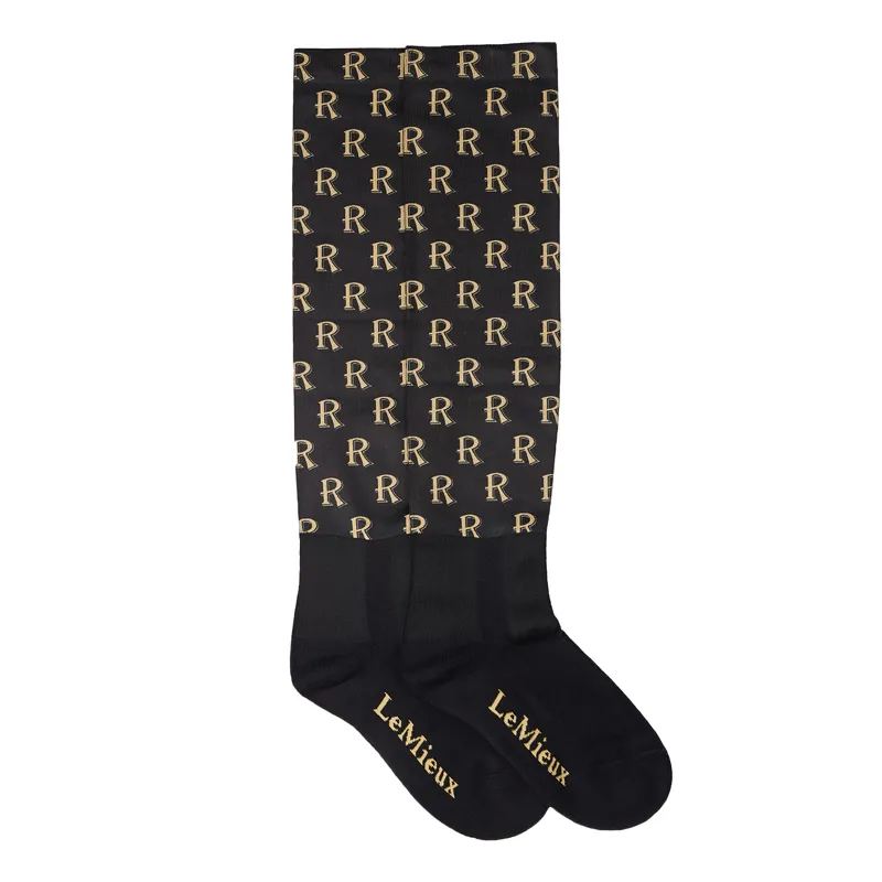 LeMieux x Redpost Footsie Adults Tall Riding Socks - Black/Gold-1