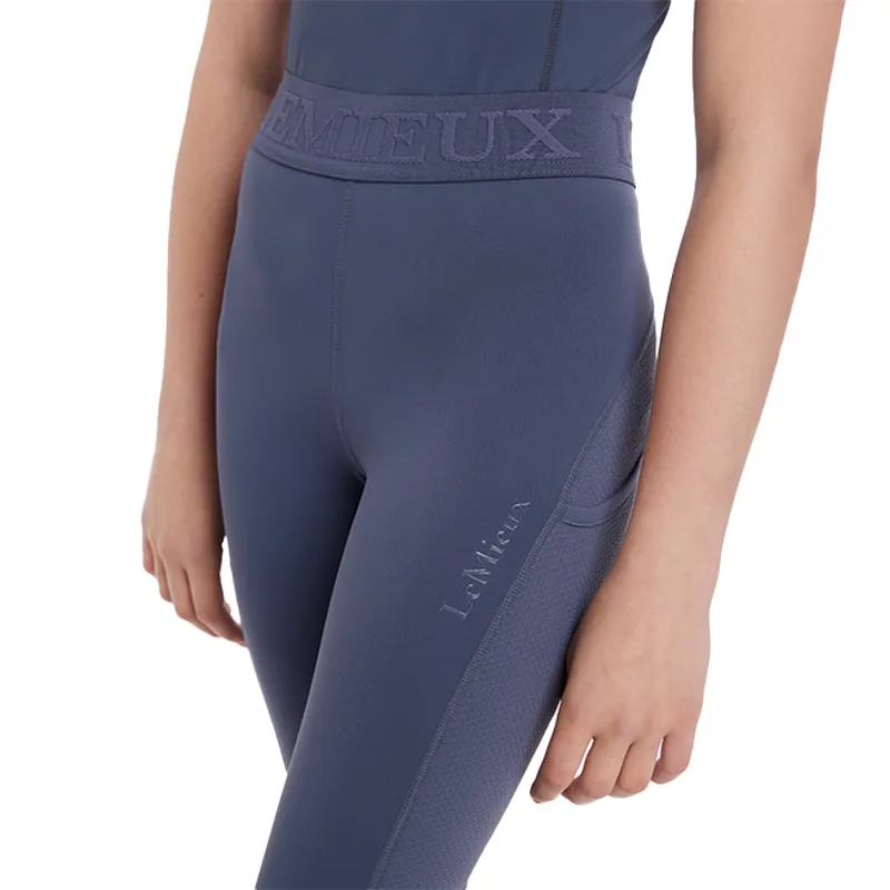 LeMieux Young Rider Lizzie Mesh Knee Grip Junior Riding Tights - Dusk Blue-3