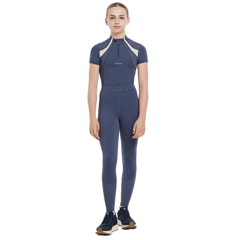 LeMieux Young Rider Lizzie Mesh Knee Grip Junior Riding Tights - Dusk Blue-4