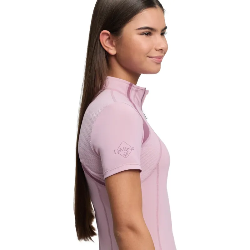 LeMieux Young Rider Mia Mesh Junior Short Sleeve Base Layer - Fondant-3