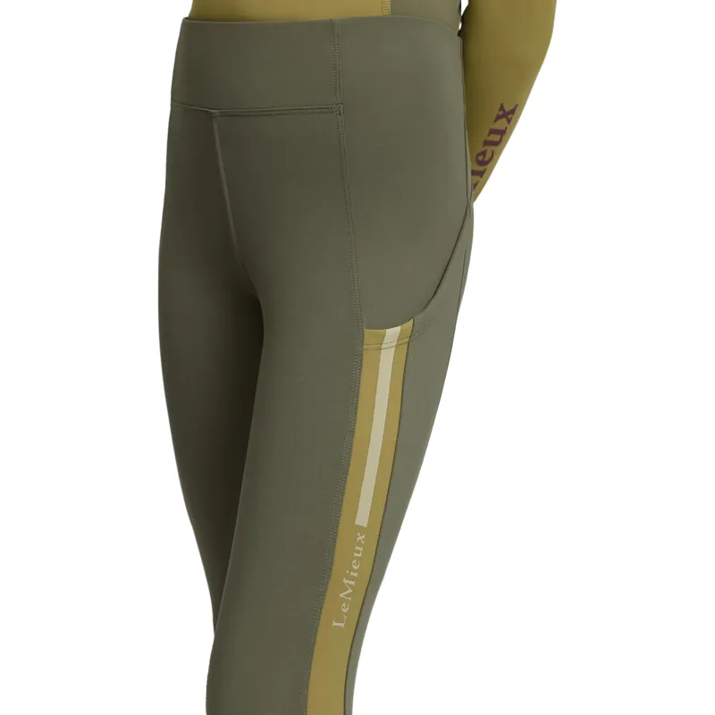 LeMieux Young Rider Orla Full Grip Riding Tights - Willow Green-4