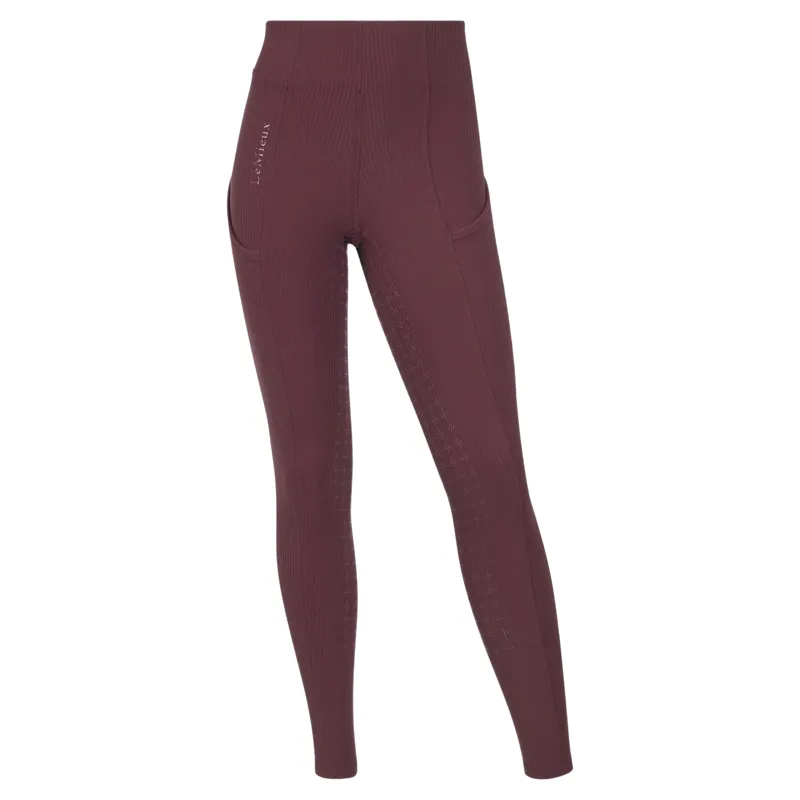 LeMieux Young Rider Orla Ribbed Full Grip Riding Tights - Bramble-1