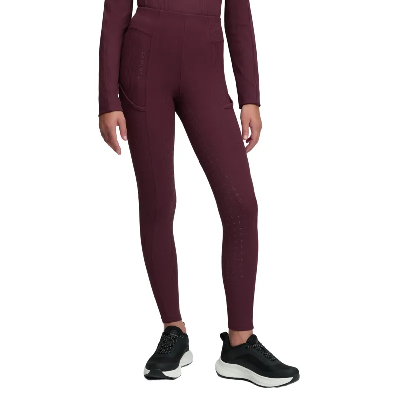 LeMieux Young Rider Orla Ribbed Full Grip Riding Tights - Bramble