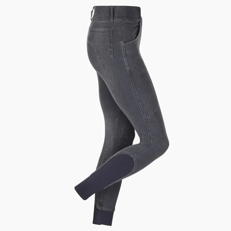 LeMieux Ava Denim Knee Grip Ladies Bregging Riding Tights - Grey-1