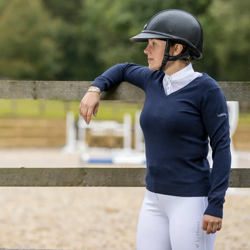 LeMieux Elite V-Neck Ladies Jumper - Navy-5