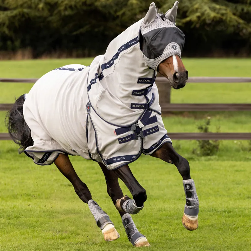 LeMieux Kudos Gladiator Detachable Neck Fly Rug - Grey-3