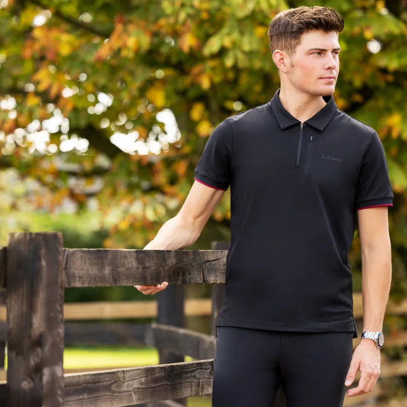 LeMieux Elite Mens Zip Polo Shirt - Black-5