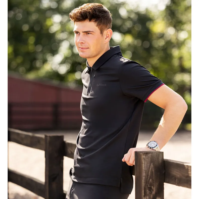 LeMieux Elite Mens Zip Polo Shirt - Black-6