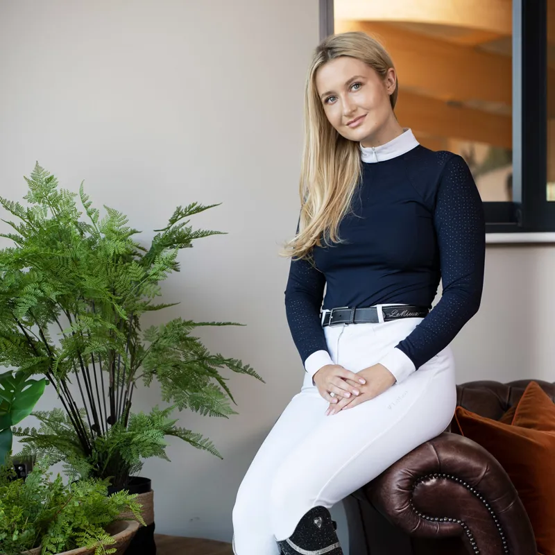 LeMieux Olivia Ladies Long Sleeve Show Shirt - Navy-4