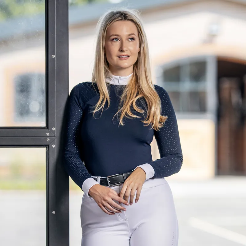 LeMieux Olivia Ladies Long Sleeve Show Shirt - Navy-3