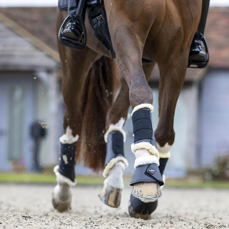 LeMieux Fleece WrapRound Overreach Boots - Black/Natural-2