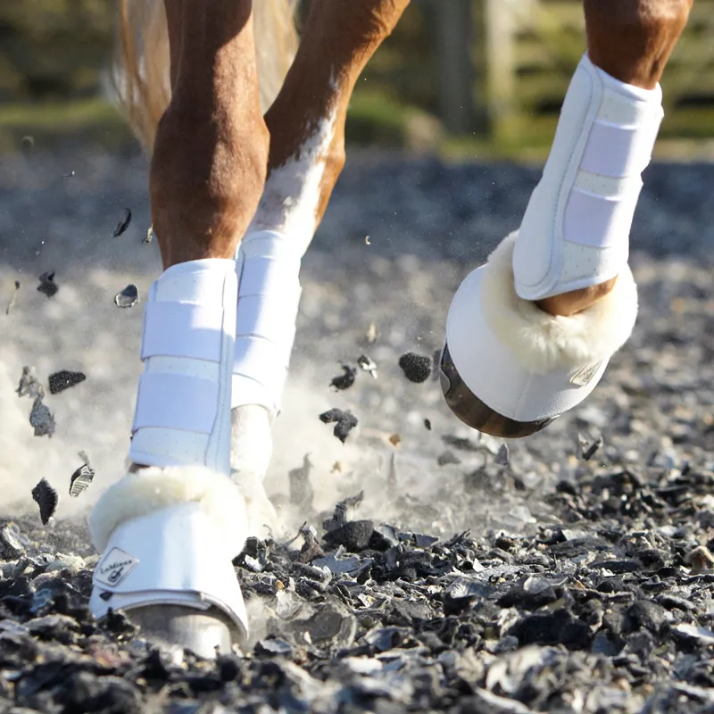 LeMieux Fleece WrapRound Overreach Boots - White/Natural-3