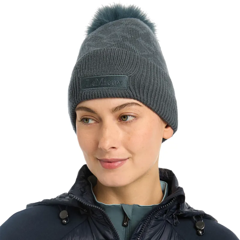 LeMieux Pom Pom Beanie Hat - Petrol-1