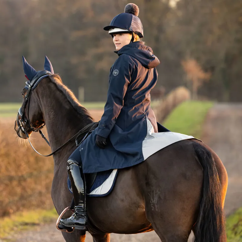 LeMieux Eleanor Reflective Pom Hat Silk - Navy-1