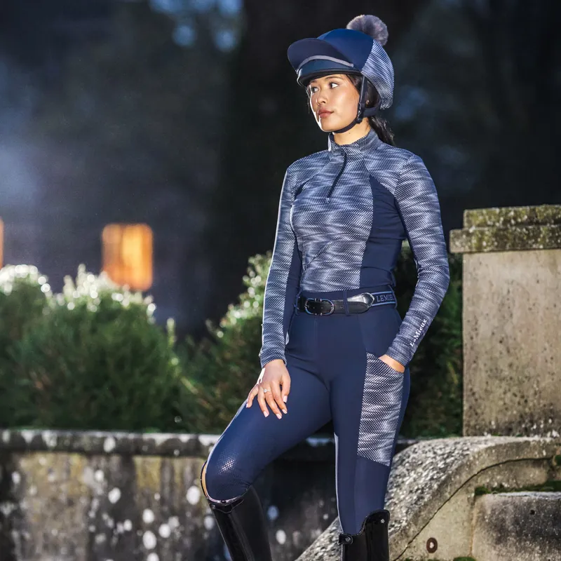 LeMieux Eleanor Reflective Pom Hat Silk - Navy-2