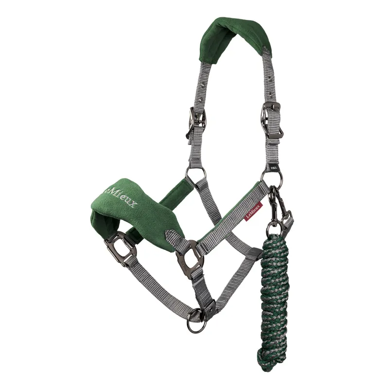 LeMieux Vogue Headcollar and Lead Rope Set - Hunter Green/Grey