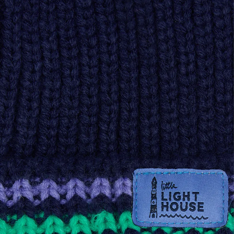Lighthouse Bobbie Junior Bobble Hat - Pink Purple Teal Stripe-1