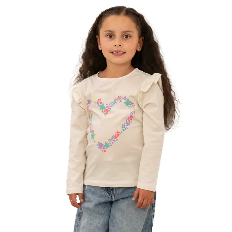 Lighthouse Causeway Junior Girls Long Sleeve Tee - Floral Heart-1
