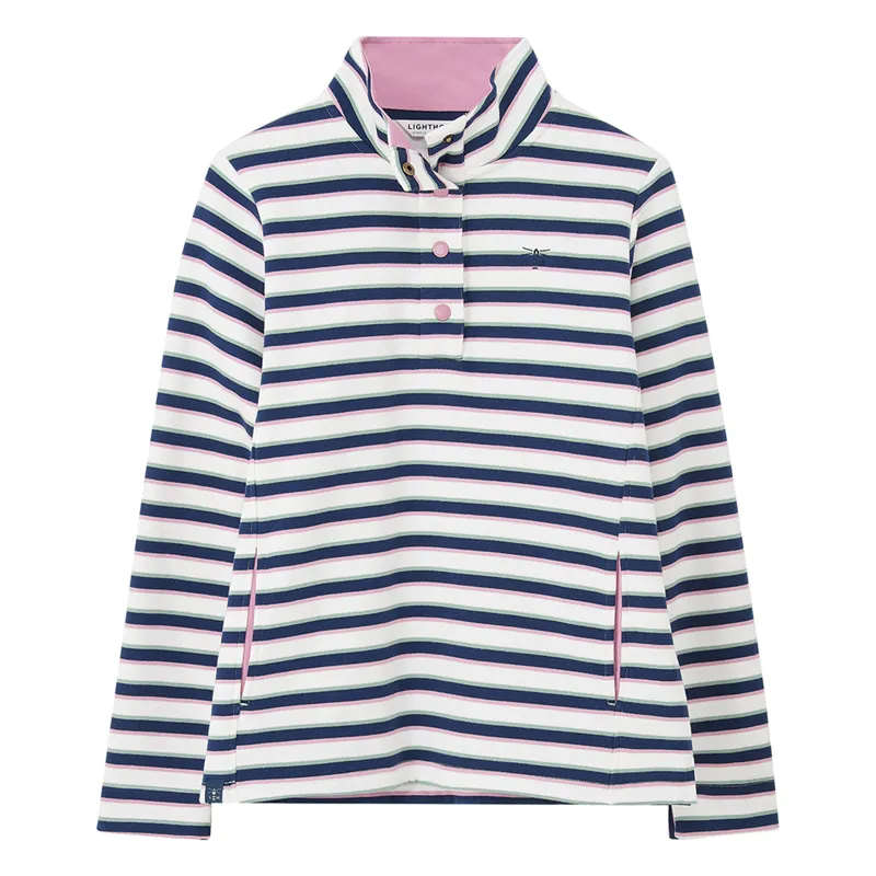 Lighthouse Haven II Womens Brushed Jersey - Navy/Sage/Rosa Stripe-5