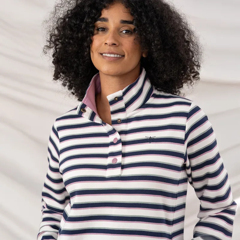 Lighthouse Haven II Womens Brushed Jersey - Navy/Sage/Rosa Stripe-2