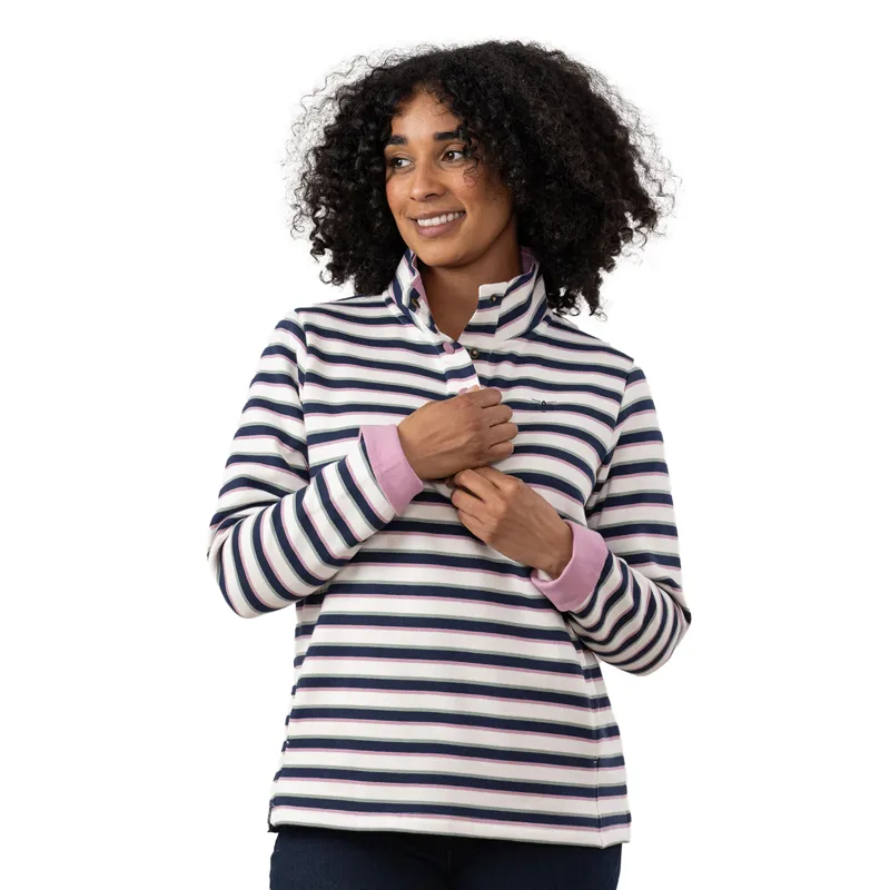 Lighthouse Haven II Womens Brushed Jersey - Navy/Sage/Rosa Stripe-1