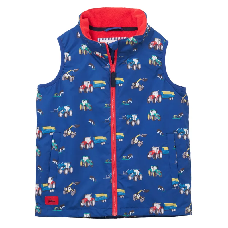 Lighthouse Alex Junior Boys Waterproof Gilet Navy Blue Tractor
