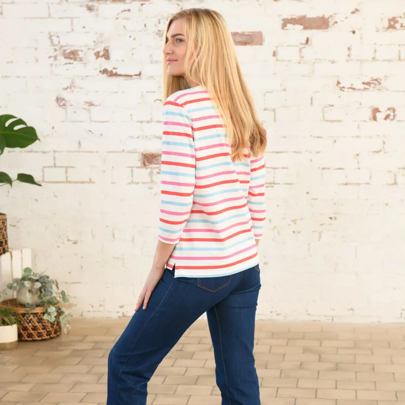 Lighthouse Ariana Ladies 3/4 Sleeve T-Shirt - Watermelon/Pink Stripe-4