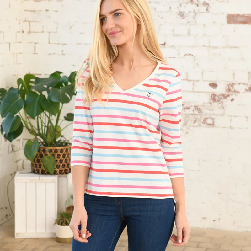 Lighthouse Ariana Ladies 3/4 Sleeve T-Shirt - Watermelon/Pink Stripe-3
