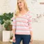 Lighthouse Ariana Ladies 3/4 Sleeve T-Shirt - Watermelon/Pink Stripe