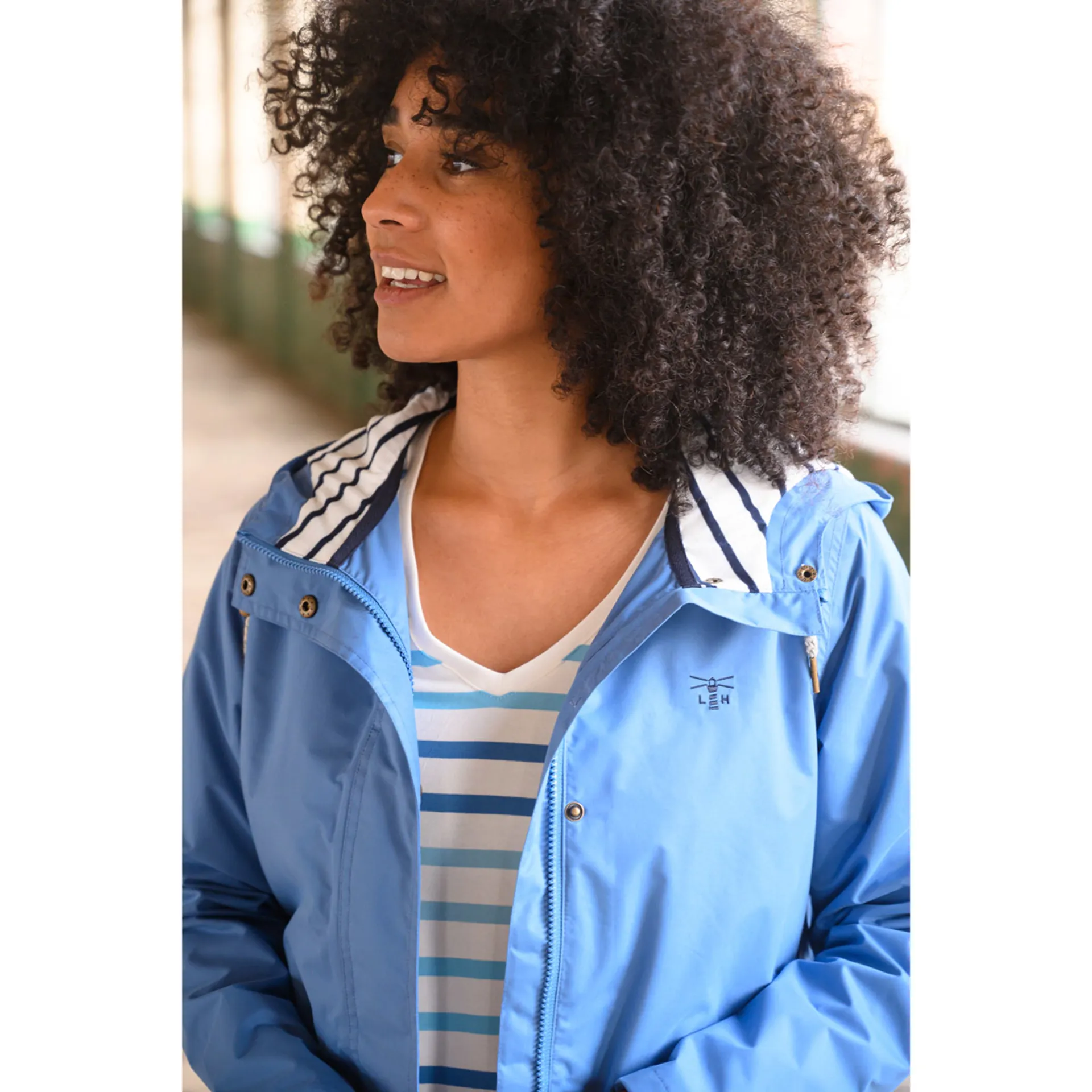 Lighthouse Beachcomber Ladies Long Waterproof Jacket Marine Blue