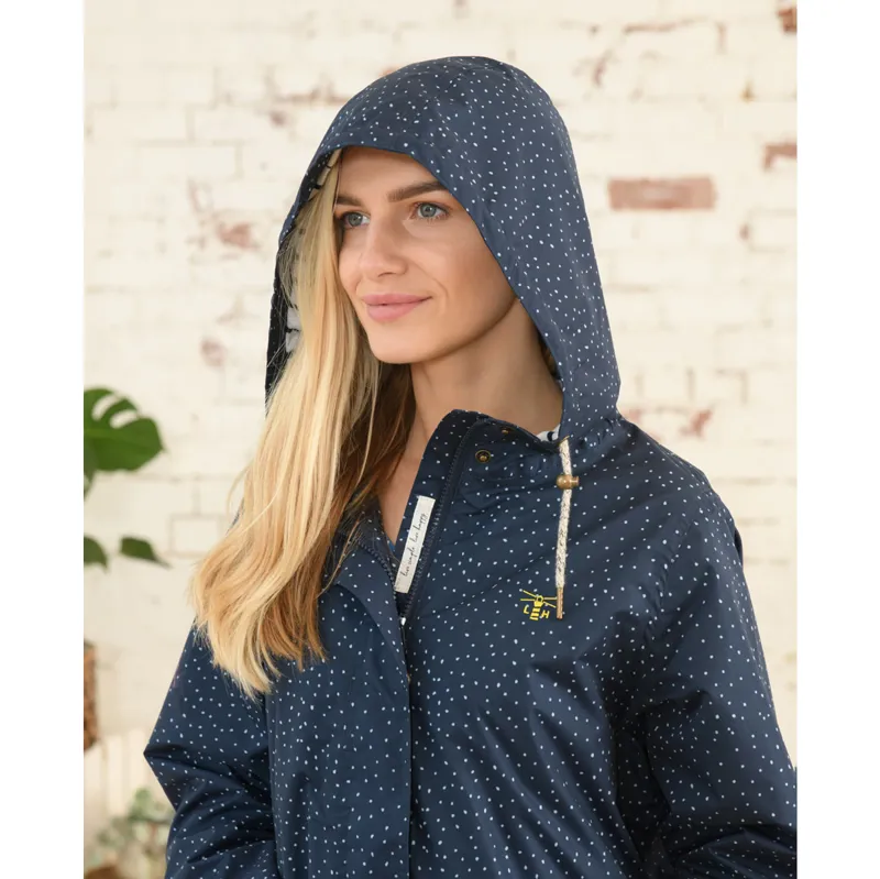Lighthouse Beachcomber Ladies Long Waterproof Jacket - Navy Dot-4