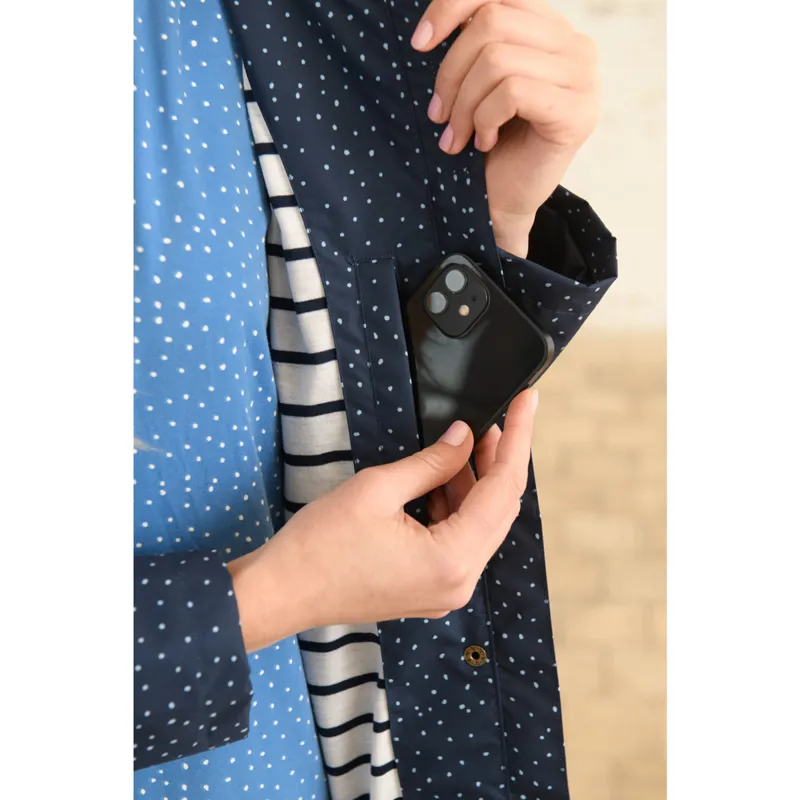 Lighthouse Beachcomber Ladies Long Waterproof Jacket - Navy Dot-5