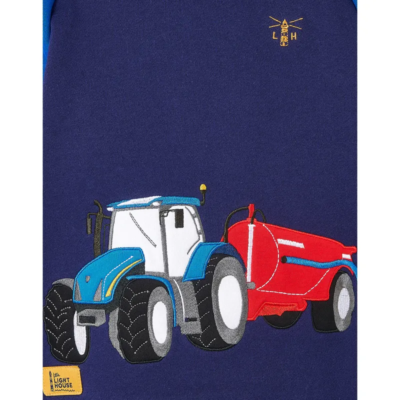 Lighthouse Jack Junior Boys Hoodie - Blue/Tractor Print-2