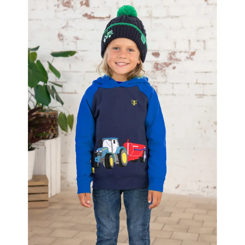 Lighthouse Jack Junior Boys Hoodie - Blue/Tractor Print-4
