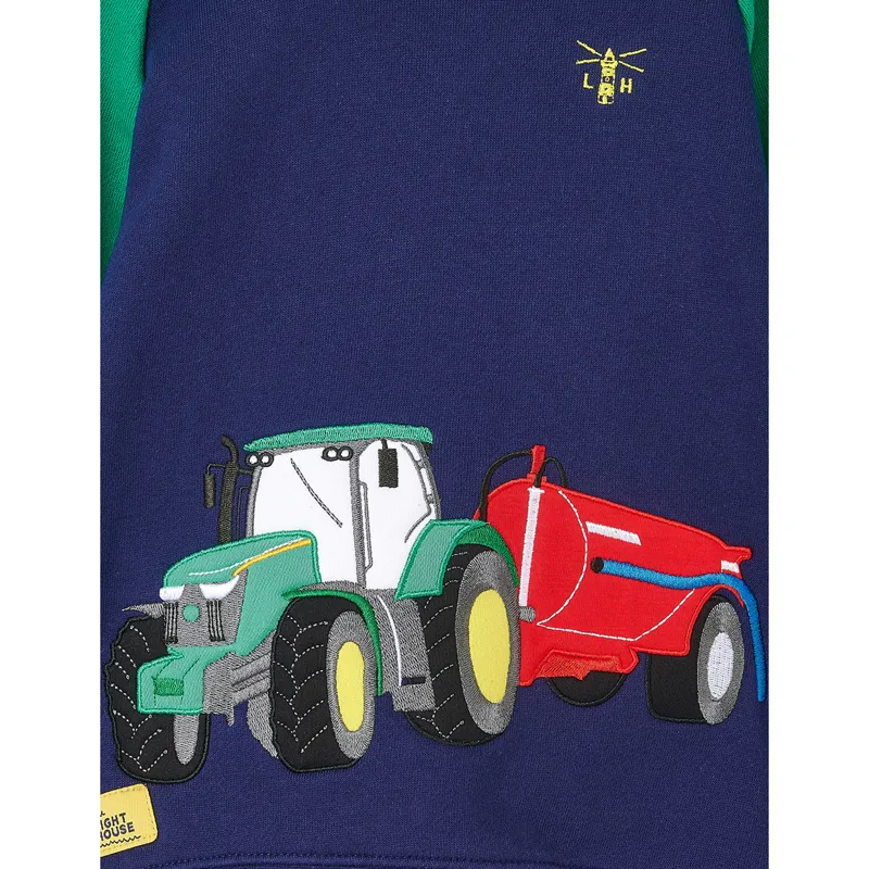 Lighthouse Jack Junior Boys Hoodie - Green/Tractor Print-2