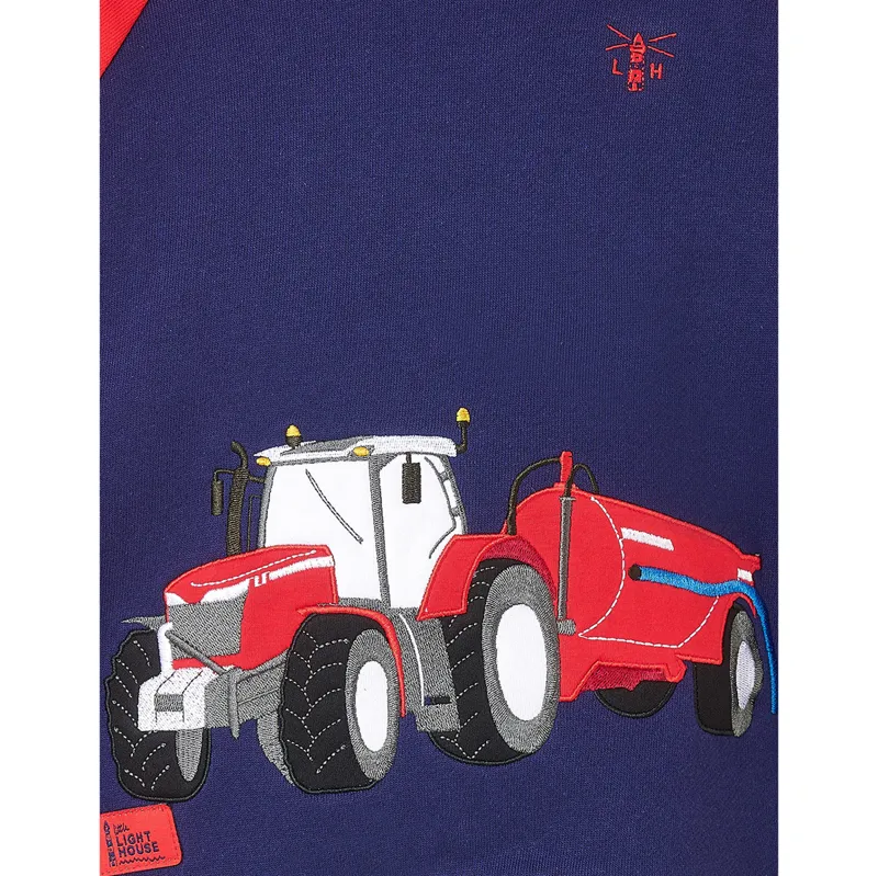 Lighthouse Jack Junior Boys Hoodie - Red/Tractor Print-2