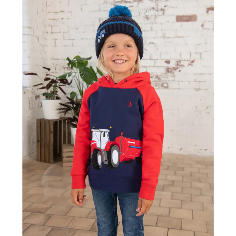 Lighthouse Jack Junior Boys Hoodie - Red/Tractor Print-4