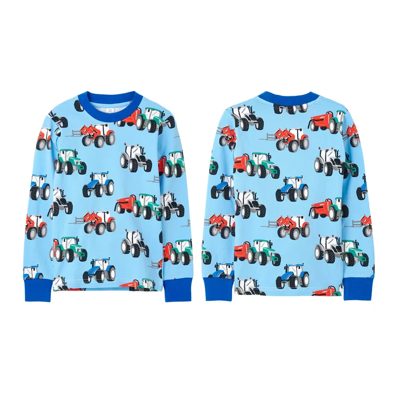 Lighthouse Junior Boys Pyjama Set - Red/Blue/Green/Tractor Print-2