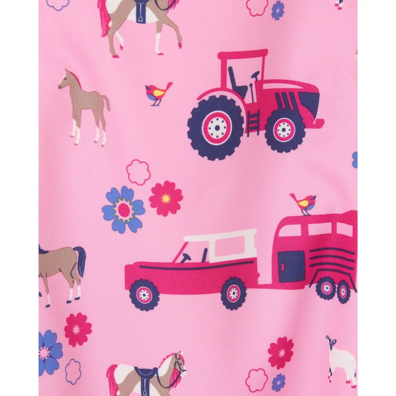 Lighthouse Jude Junior Girls Waterproof Puddlesuit - Pink Farm Print-2