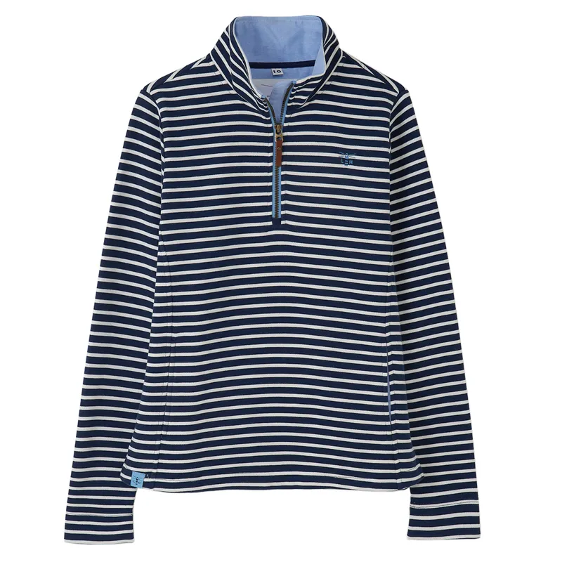 Lighthouse Shore Ladies 1/4 Zip Sweater - Midnight Stripe