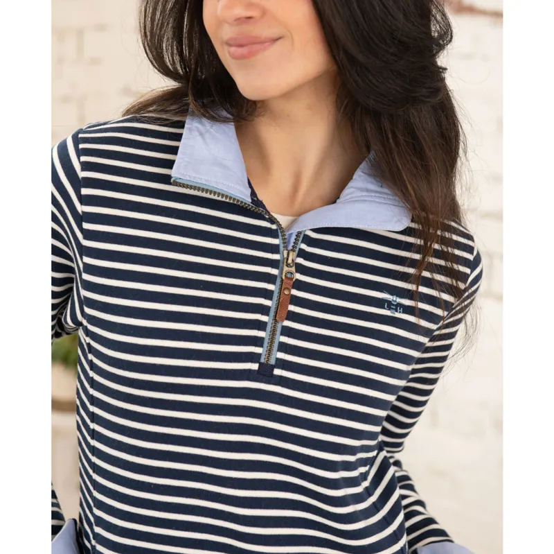 Lighthouse Shore Ladies 1/4 Zip Sweater - Midnight Stripe-5
