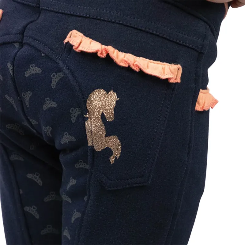 Little Rider Princess and the Pony Pull On Jodhpurs - Navy/Peach-3
