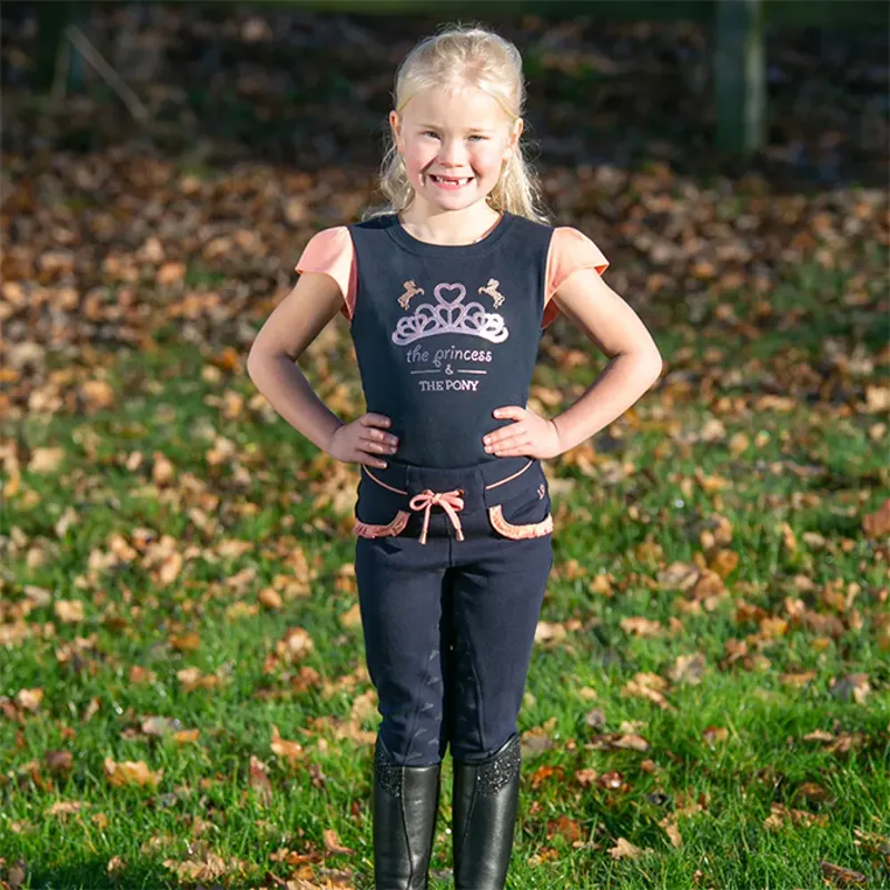 Little Rider Princess and the Pony Pull On Jodhpurs - Navy/Peach-6