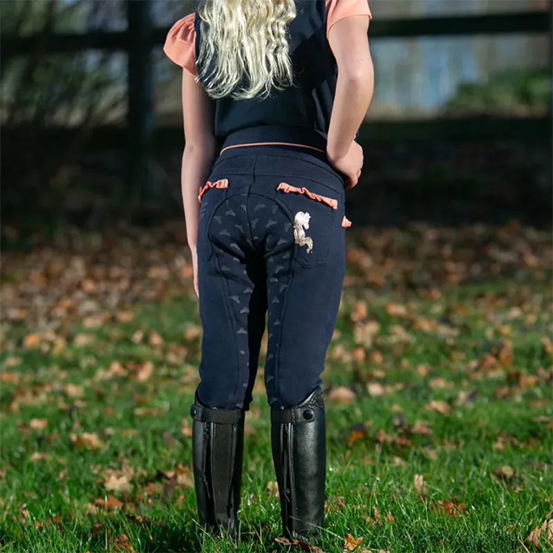 Little Rider Princess and the Pony Pull On Jodhpurs - Navy/Peach-4