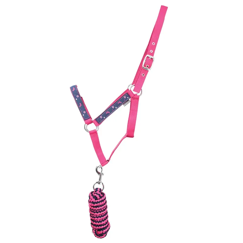 Little Rider Sabrina Headcollar and Leadrope Set - Navy/Pink