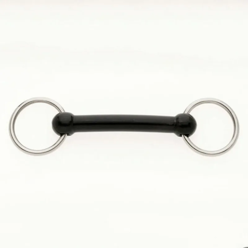 Lorina Nylon Mullen Mouth Snaffle Bit - Silver Steel Rings