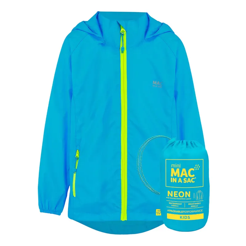 Mac In A Sac Mini Origin Waterproof Junior Jacket - Neon Blue
